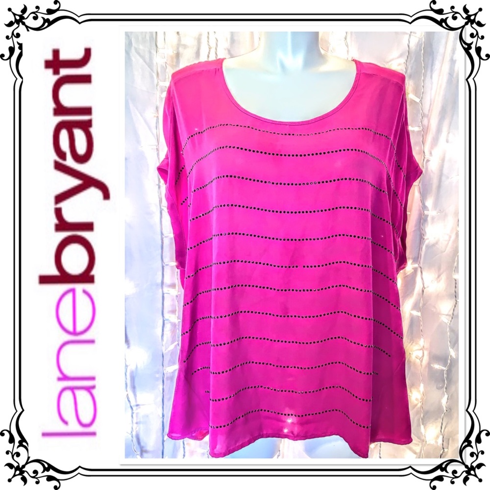 LANE BRYANT ⭐️ Bright Fuchsia Dressy Gem Blouse